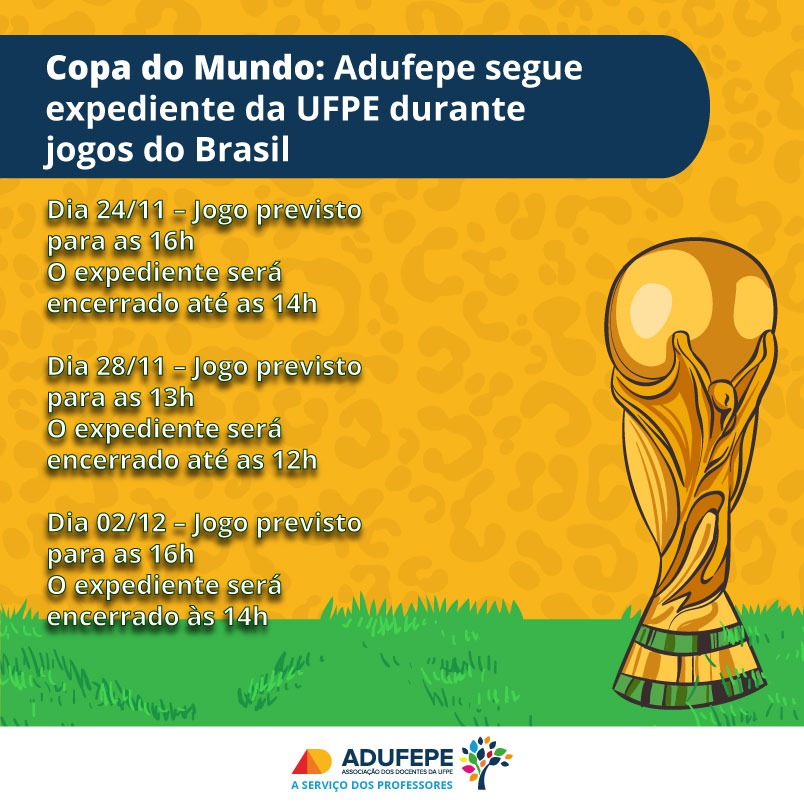 Copa do Mundo Feminina: Adufepe segue expediente da UFPE durante